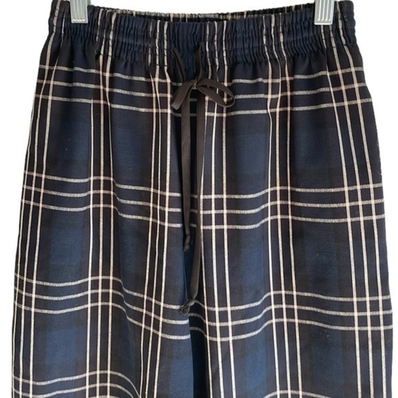 Wilfred Aritzia Soleste High-Waisted Drawstring Pant Women’s Size XS Plaid Navy - Picture 3 of 7